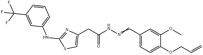 N'-[4-(allyloxy)-3-methoxybenzylidene]-2-{2-[3-(trifluoromethyl)anilino]-1,3-thiazol-4-yl}acetohydrazide 구조식 이미지