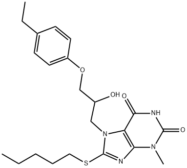 7-{3-[(4-ethylphenyl)oxy]-2-hydroxypropyl}-3-methyl-8-(pentylsulfanyl)-3,7-dihydro-1H-purine-2,6-dione Structure