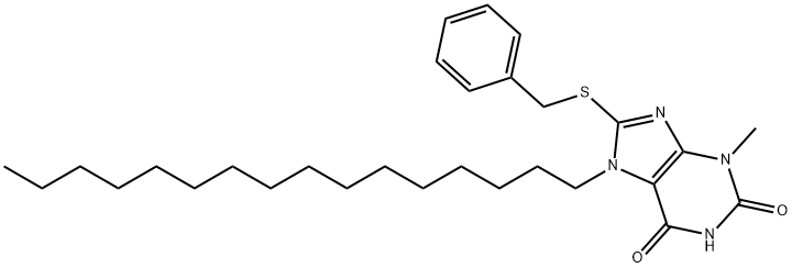 8-(benzylsulfanyl)-7-hexadecyl-3-methyl-3,7-dihydro-1H-purine-2,6-dione 구조식 이미지