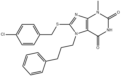 8-[(4-chlorobenzyl)sulfanyl]-3-methyl-7-(3-phenylpropyl)-3,7-dihydro-1H-purine-2,6-dione 구조식 이미지