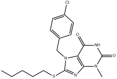 7-(4-chlorobenzyl)-3-methyl-8-(pentylsulfanyl)-3,7-dihydro-1H-purine-2,6-dione Structure