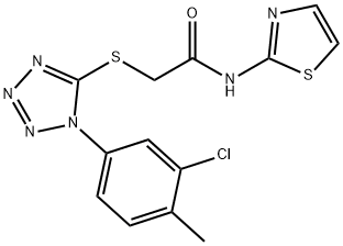 2-{[1-(3-chloro-4-methylphenyl)-1H-tetraazol-5-yl]sulfanyl}-N-(1,3-thiazol-2-yl)acetamide 구조식 이미지