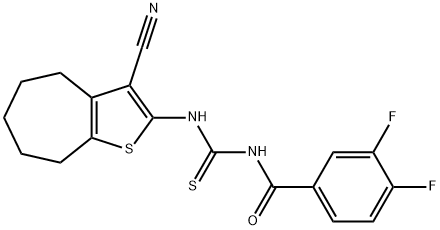 N-(3-cyano-5,6,7,8-tetrahydro-4H-cyclohepta[b]thien-2-yl)-N'-(3,4-difluorobenzoyl)thiourea Structure