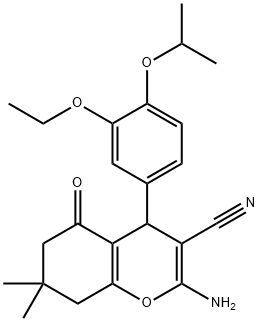 2-amino-4-{3-(ethyloxy)-4-[(1-methylethyl)oxy]phenyl}-7,7-dimethyl-5-oxo-5,6,7,8-tetrahydro-4H-chromene-3-carbonitrile 구조식 이미지