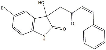 5-bromo-3-hydroxy-3-(2-oxo-4-phenyl-3-butenyl)-1,3-dihydro-2H-indol-2-one 구조식 이미지