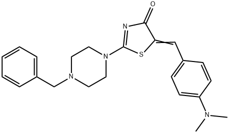 2-(4-benzyl-1-piperazinyl)-5-[4-(dimethylamino)benzylidene]-1,3-thiazol-4(5H)-one 구조식 이미지