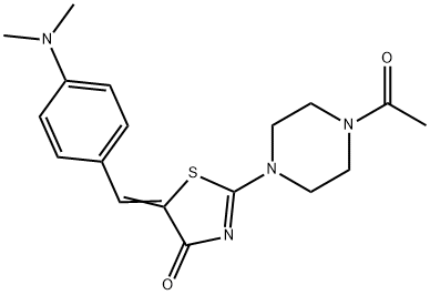 2-(4-acetyl-1-piperazinyl)-5-[4-(dimethylamino)benzylidene]-1,3-thiazol-4(5H)-one 구조식 이미지