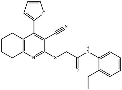 2-{[3-cyano-4-(2-furyl)-5,6,7,8-tetrahydro-2-quinolinyl]sulfanyl}-N-(2-ethylphenyl)acetamide 구조식 이미지