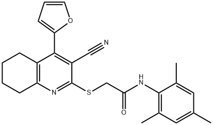 2-{[3-cyano-4-(2-furyl)-5,6,7,8-tetrahydroquinolin-2-yl]sulfanyl}-N-mesitylacetamide Structure
