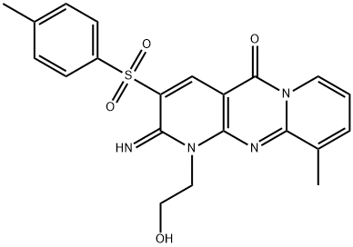 1-(2-hydroxyethyl)-2-imino-10-methyl-3-[(4-methylphenyl)sulfonyl]-1,2-dihydro-5H-dipyrido[1,2-a:2,3-d]pyrimidin-5-one 구조식 이미지