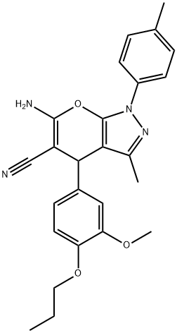 6-amino-3-methyl-4-[3-(methyloxy)-4-(propyloxy)phenyl]-1-(4-methylphenyl)-1,4-dihydropyrano[2,3-c]pyrazole-5-carbonitrile 구조식 이미지