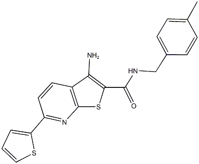 3-amino-N-[(4-methylphenyl)methyl]-6-thien-2-ylthieno[2,3-b]pyridine-2-carboxamide Structure