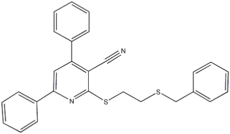 4,6-diphenyl-2-{[2-(phenylsulfanyl)ethyl]sulfanyl}nicotinonitrile 구조식 이미지