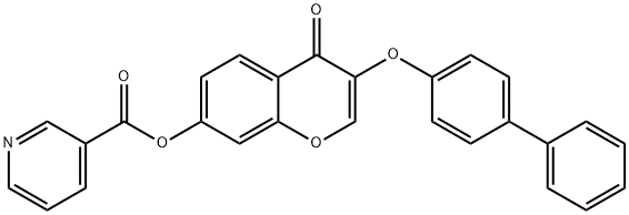 3-([1,1'-biphenyl]-4-yloxy)-4-oxo-4H-chromen-7-yl nicotinate Structure