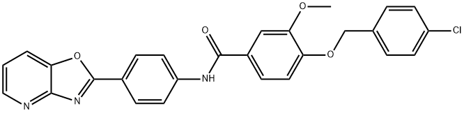 4-[(4-chlorobenzyl)oxy]-3-methoxy-N-(4-[1,3]oxazolo[4,5-b]pyridin-2-ylphenyl)benzamide 구조식 이미지
