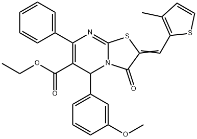 ethyl 5-(3-methoxyphenyl)-2-[(3-methyl-2-thienyl)methylene]-3-oxo-7-phenyl-2,3-dihydro-5H-[1,3]thiazolo[3,2-a]pyrimidine-6-carboxylate 구조식 이미지