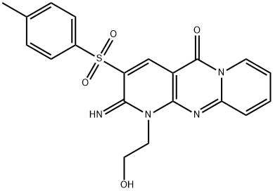 1-(2-hydroxyethyl)-2-imino-3-[(4-methylphenyl)sulfonyl]-1,2-dihydro-5H-dipyrido[1,2-a:2,3-d]pyrimidin-5-one 구조식 이미지