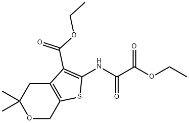 ethyl 2-{[ethoxy(oxo)acetyl]amino}-5,5-dimethyl-4,7-dihydro-5H-thieno[2,3-c]pyran-3-carboxylate 구조식 이미지