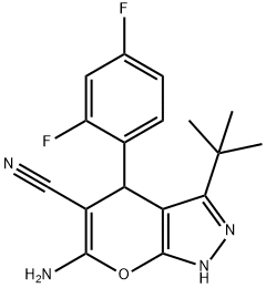 6-amino-3-tert-butyl-4-(2,4-difluorophenyl)-1,4-dihydropyrano[2,3-c]pyrazole-5-carbonitrile 구조식 이미지