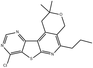 8-chloro-2,2-dimethyl-5-propyl-1,4-dihydro-2H-pyrano[4'',3'':4',5']pyrido[3',2':4,5]thieno[3,2-d]pyrimidine Structure