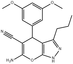 6-amino-4-(3,5-dimethoxyphenyl)-3-propyl-1,4-dihydropyrano[2,3-c]pyrazole-5-carbonitrile Structure