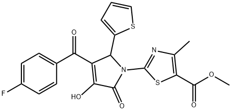 methyl 2-[3-(4-fluorobenzoyl)-4-hydroxy-5-oxo-2-(2-thienyl)-2,5-dihydro-1H-pyrrol-1-yl]-4-methyl-1,3-thiazole-5-carboxylate Structure