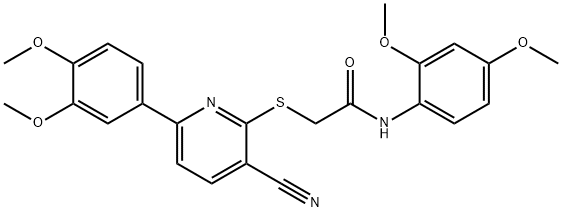 2-{[3-cyano-6-(3,4-dimethoxyphenyl)pyridin-2-yl]sulfanyl}-N-(2,4-dimethoxyphenyl)acetamide Structure