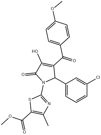 methyl 2-[2-(3-chlorophenyl)-4-hydroxy-3-(4-methoxybenzoyl)-5-oxo-2,5-dihydro-1H-pyrrol-1-yl]-4-methyl-1,3-thiazole-5-carboxylate Structure