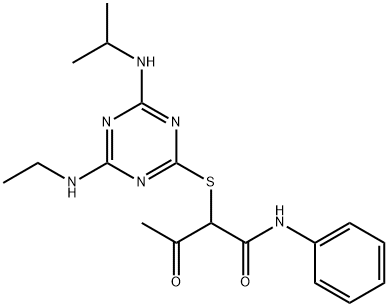 2-{[4-(ethylamino)-6-(isopropylamino)-1,3,5-triazin-2-yl]sulfanyl}-3-oxo-N-phenylbutanamide 구조식 이미지