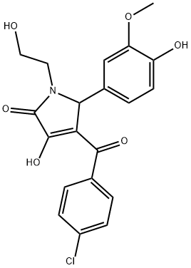 4-(4-chlorobenzoyl)-3-hydroxy-1-(2-hydroxyethyl)-5-(4-hydroxy-3-methoxyphenyl)-1,5-dihydro-2H-pyrrol-2-one Structure