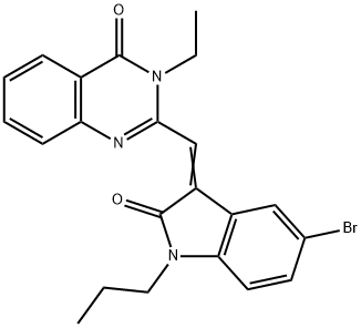 2-[(5-bromo-2-oxo-1-propyl-1,2-dihydro-3H-indol-3-ylidene)methyl]-3-ethyl-4(3H)-quinazolinone Structure