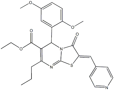 ethyl 5-(2,5-dimethoxyphenyl)-3-oxo-7-propyl-2-(4-pyridinylmethylene)-2,3-dihydro-5H-[1,3]thiazolo[3,2-a]pyrimidine-6-carboxylate 구조식 이미지