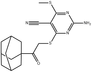 4-{[2-(1-adamantyl)-2-oxoethyl]sulfanyl}-2-amino-6-(methylsulfanyl)-5-pyrimidinecarbonitrile 구조식 이미지
