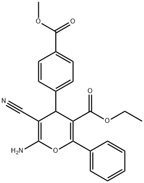 ethyl 6-amino-5-cyano-4-[4-(methoxycarbonyl)phenyl]-2-phenyl-4H-pyran-3-carboxylate Structure