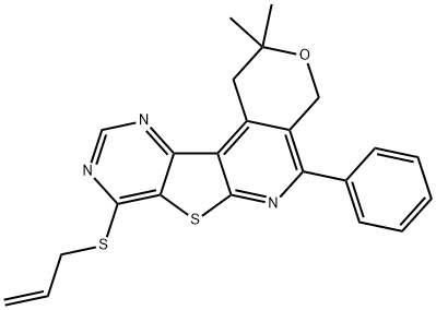 allyl 2,2-dimethyl-5-phenyl-1,4-dihydro-2H-pyrano[4'',3'':4',5']pyrido[3',2':4,5]thieno[3,2-d]pyrimidin-8-yl sulfide Structure