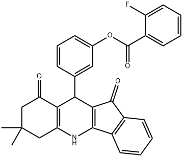 3-(7,7-dimethyl-9,11-dioxo-6,7,8,9,10,11-hexahydro-5H-indeno[1,2-b]quinolin-10-yl)phenyl 2-fluorobenzoate Structure