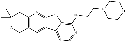 N-(8,8-dimethyl-7,10-dihydro-8H-pyrano[3'',4'':5',6']pyrido[3',2':4,5]thieno[3,2-d]pyrimidin-4-yl)-N-[2-(4-morpholinyl)ethyl]amine 구조식 이미지