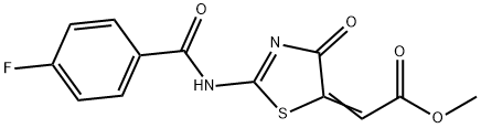 methyl (2-[(4-fluorobenzoyl)amino]-4-oxo-1,3-thiazol-5(4H)-ylidene)acetate Structure