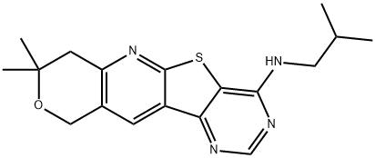 N-isobutyl-8,8-dimethyl-7,10-dihydro-8H-pyrano[3'',4'':5',6']pyrido[3',2':4,5]thieno[3,2-d]pyrimidin-4-amine Structure