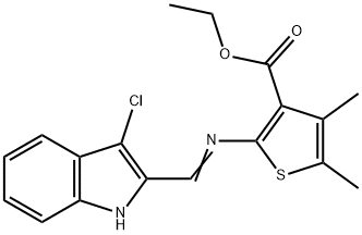 ethyl 2-{[(3-chloro-1H-indol-2-yl)methylene]amino}-4,5-dimethyl-3-thiophenecarboxylate Structure