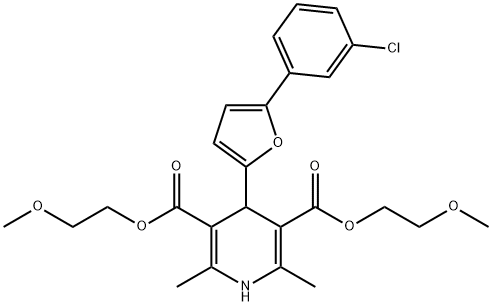 bis(2-methoxyethyl) 4-[5-(3-chlorophenyl)-2-furyl]-2,6-dimethyl-1,4-dihydro-3,5-pyridinedicarboxylate Structure