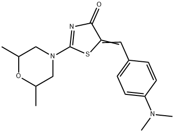 5-[4-(dimethylamino)benzylidene]-2-(2,6-dimethyl-4-morpholinyl)-1,3-thiazol-4(5H)-one 구조식 이미지