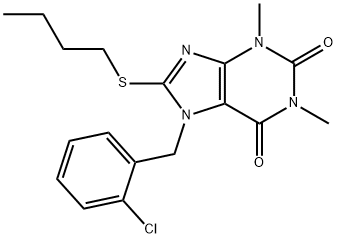8-(butylsulfanyl)-7-(2-chlorobenzyl)-1,3-dimethyl-3,7-dihydro-1H-purine-2,6-dione Structure