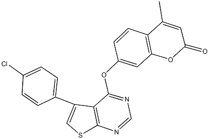 7-{[5-(4-chlorophenyl)thieno[2,3-d]pyrimidin-4-yl]oxy}-4-methyl-2H-chromen-2-one Structure