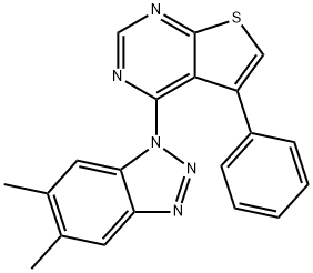 4-(5,6-dimethyl-1H-1,2,3-benzotriazol-1-yl)-5-phenylthieno[2,3-d]pyrimidine Structure