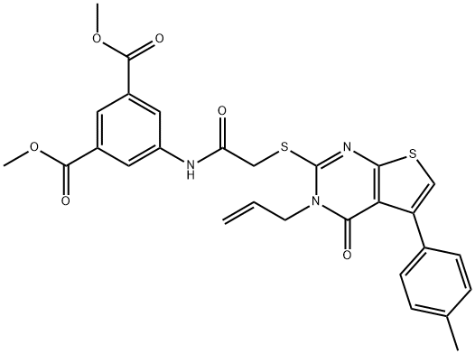 dimethyl 5-[({[3-allyl-5-(4-methylphenyl)-4-oxo-3,4-dihydrothieno[2,3-d]pyrimidin-2-yl]sulfanyl}acetyl)amino]isophthalate 구조식 이미지