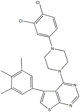 4-[4-(3,4-dichlorophenyl)-1-piperazinyl]-5-(3,4,5-trimethylphenyl)thieno[2,3-d]pyrimidine 구조식 이미지