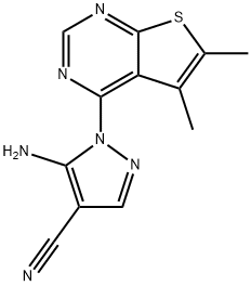 5-amino-1-(5,6-dimethylthieno[2,3-d]pyrimidin-4-yl)-1H-pyrazole-4-carbonitrile Structure