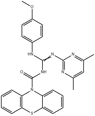 N-(4,6-dimethyl-2-pyrimidinyl)-N'-(4-methoxyphenyl)-N''-(10H-phenothiazin-10-ylcarbonyl)guanidine Structure