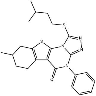 1-(isopentylsulfanyl)-8-methyl-4-phenyl-6,7,8,9-tetrahydro[1]benzothieno[3,2-e][1,2,4]triazolo[4,3-a]pyrimidin-5(4H)-one Structure